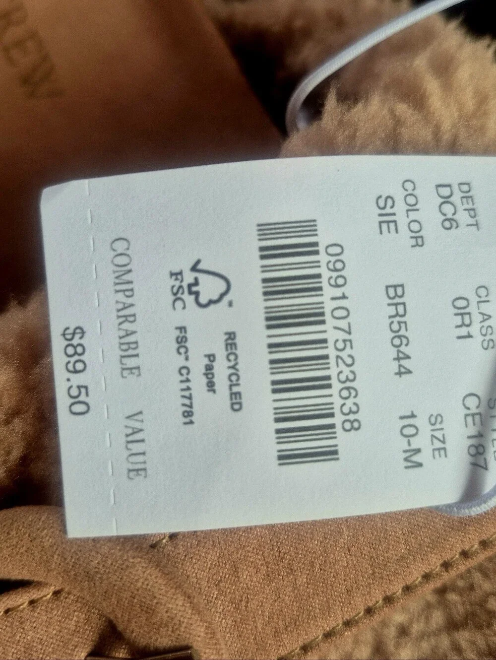 J Crew Plush Teddy Slip-On Mules with Buckle - Beige